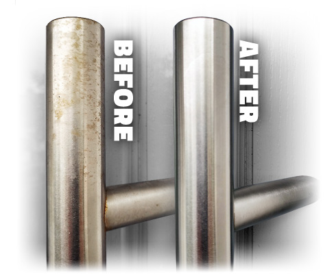 Before and after rusted stainless steel balustrade stainless steel Balustrade before and after